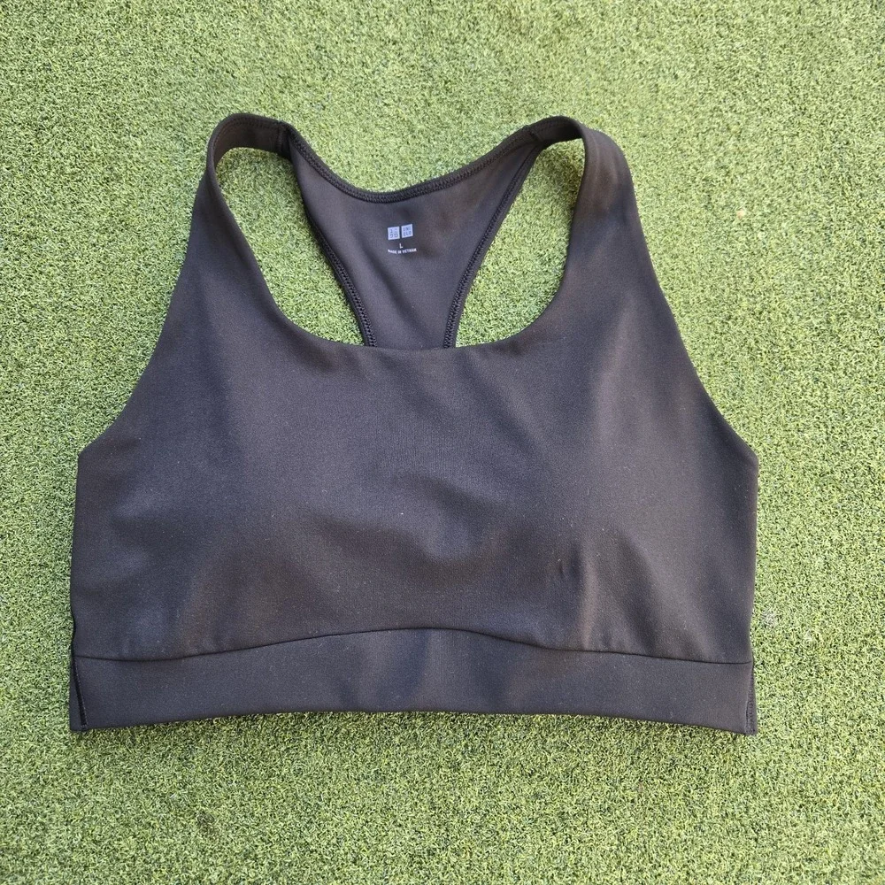 UNIQLO Women AIRism Active Sports Wireless Bra Black Large Workout
